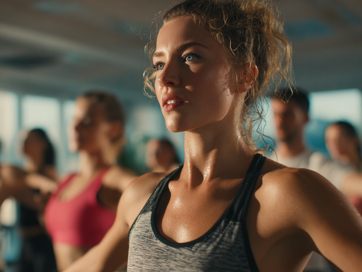 Gruppe von Menschen beim Fitness-Training im Studio